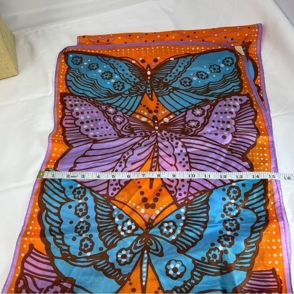 Glentex vintage butterfly silk blend scarf in rare novelty pattern - Picture 12 of 13